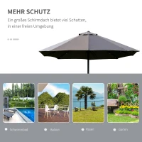 Outsunny duży parasol podwójny parasol oświetlenie LED owalny kolor ciemnoszary ze stalową ramą 440 cm x 260 cm parasol ogrodowy parasol na targ na taras z korbką ręczną(m-7)