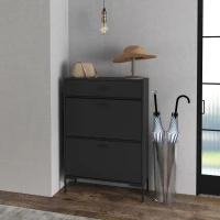 HOMCOM Three Drawer Slim Shoe Storage Cabinet, 12 Shoe Pairs - Black(m-10)