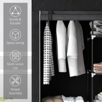 HOMCOM Fabric Wardrobe, Portable Wardrobe with 6 Shelves, 1 Hanging Rail, Foldable Closets, 103 x 43 x 162.5 cm, Black(m-6)