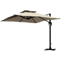 Outsunny Zweefparasol 2.94x2.94, Aluminium, Khaki(m-1)