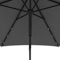 Outsunny Parasol ogrodowy, parasol przeciwsłoneczny, lampki LED, moduł słoneczny, odporny na warunki atmosferyczne, z pokrowcem, Ø290 x 260 cm, ciemnoszary(m-9)