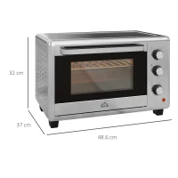 HOMCOM 30L 60-230℃ Mini Electric Oven, with Accessories - Silver Tone(m-3)