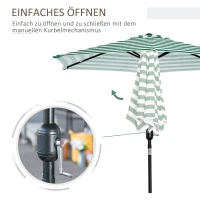 Outsunny Parasol tuinparaplu buitenshuis park balkon frame staal groene strepen(m-4)
