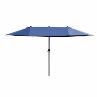 Outsunny Podwójny Parasol Ogrodowy Marketowy na Taras z Korbą Niebieski Owal 460 x 270 x 240 cm(m-9)