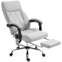 Vinsetto Bureaustoel met Massage- en Verwarmingsfunctie, Voetsteun, Tot 120 kg, Grijs(m-1)