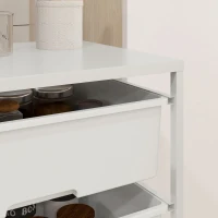 HOMCOM Cărucior Multifuncțional cu 3 Coșuri și Roți, Cărucior pentru Bucătărie și Birou din Oțel și Plastic, 40.8x33.5x60.5 cm, Alb(m-9)