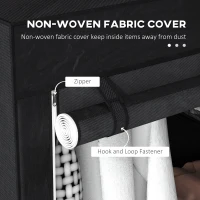HOMCOM Fabric Wardrobe, Portable Wardrobe with 6 Shelves, 1 Hanging Rail, Foldable Closets, 103 x 43 x 162.5 cm, Black(m-5)
