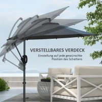 Outsunny Parasol Ampelschirm, incl. Kruisvoet, 293 x 293 x 260 cm, Grijs(m-5)