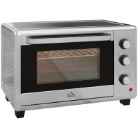 HOMCOM 30L 60-230℃ Mini Electric Oven, with Accessories - Silver Tone(m-1)