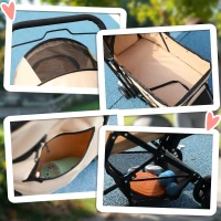 PawHut Pet Stroller Pushchair Foldable Travel Dog Cat Carriage w/ Reversible Handle Brake Basket(m-8)