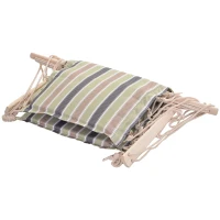 Outsunny Garden Outdoor Hanging Hammock Chair Thick Rope Frame Wooden Arms Safe Wide Seat Garden Outdoor Spot Stylish Multicoloured stripes(m-8)