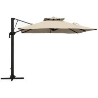 Outsunny Zweefparasol 2.94x2.94, Aluminium, Khaki(m-12)