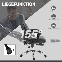 Vinsetto Fotel biurowy z masażem, Funkcja podgrzewania, Podnóżek, Regulowana oparcie, do 120 kg, Ciemnoszary(m-6)