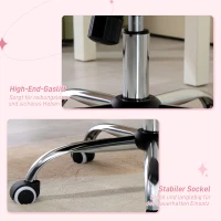 Vinsetto Krzesło biurowe, oparcie z możliwością przechylania, regulowana wysokość, wykończenie aksamitne, do 120 kg, Różowe(m-7)