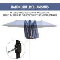 Outsunny dubbele parasol tuinparasol marktparasol met handslinger 460 x 270 cm(m-5)