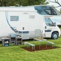 Outsunny Three-Piece Aluminium Folding Picnic Table and Bench Set(m-9)