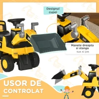 HOMCOM Licensed CAT Kids Ride on Excavator w/ Manual Bucket Horn Under Seat Storage(m-5)