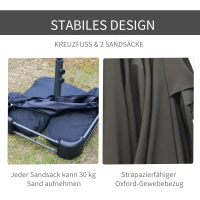 Podwójny Parasol Outsunny z Podstawką i Korbką Ciemnoszary 460 x 270 cm(m-8)