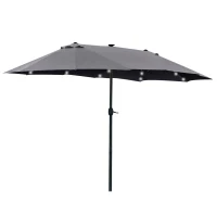 Outsunny parasol met LED dubbele parasol 440 x 260 cm tuinparasol grijs(m-10)
