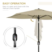 Outsunny 3 x 2 m Garden Parasol Umbrella with Aluminium Pole, UPF 50+ Rectangular Outdoor Table Parasol Sun Shade with Crank & Push Button Tilt, Metal Ribs, Cream White(m-5)