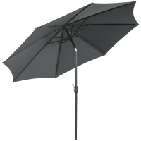 Outsunny 3m Parasol Patio Umbrella, Outdoor Sun Shade with Tilt and Crank Handle for Balcony, Bench, Garden, Dark Grey