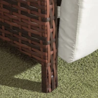Outsunny 3 Pieces Rattan Bistro Set Balcony Furniture with Cushions, Storage Function - Mixed-Brown(m-8)