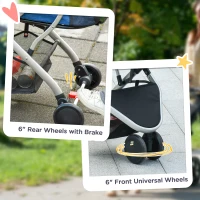 PawHut 2 In 1 Foldable Dog Stroller, Aluminium Pet Travel Carrier, with Adjustable Canopy, Universal Wheel, Brake, Basket Storage Bag, for Small Dogs Dark Blue(m-7)