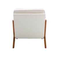 Fauteuil de Relaxation Style Moderne, Structure en Bois, Pour Salon et Chambre à Coucher, Beige(m-7)