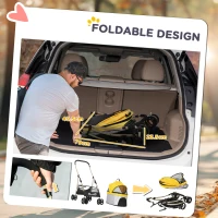 PawHut 3 In 1 Detachable Pet Stroller, for Extra Small and Small Dogs - Yellow(m-6)