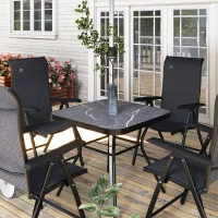 Outsunny Square Outdoor Table, Patio Bistro Coffee Table with Faux-marbled Top and 42mm Umbrella Hole for Garden(m-9)