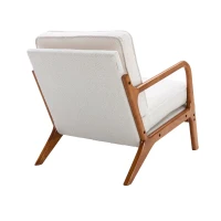 Fauteuil de Relaxation Style Moderne, Structure en Bois, Pour Salon et Chambre à Coucher, Beige(m-8)