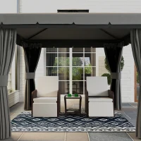 Outsunny Terrasvloerkleed voor buiten, weerbestendig, modern ontwerp, 182 cm x 274 cm x 0,3 cm, zwart + wit(m-9)