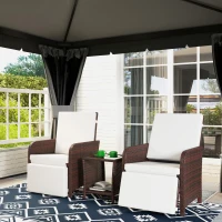 Outsunny 3 Pieces Rattan Bistro Set Balcony Furniture with Cushions, Storage Function - Mixed-Brown(m-9)