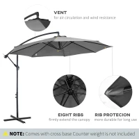 Outsunny 3m Cantilever Umbrella Parasol Hanging Banana Steel Dark Green Patio(m-5)