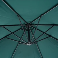 Outsunny Chapéu de Sol de Jardim Inclinável Chapéu de Sol Excêntrico a Manivela Φ300x260cm Verde(m-9)