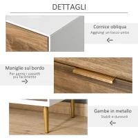 HOMCOM Cassettiera 4 Cassetti con Maniglie e Piedini, Arredamento Moderno Casa in Legno 80x40x93.5cm Bianco e Noce(m-6)