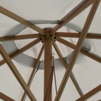 Outsunny Chapéu de Sol de Jardim Ø300x250cm com Sistema de Polia Teto Ventilado e Mastro Desmontável de Madeira para Terraço Pátio Exterior Cinza Claro(m-8)