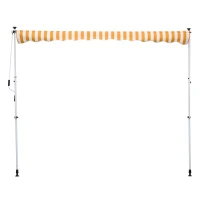 Outsunny Toldo Portátil 3x1,5m Manual Dobrável de Alumínio Altura Regulável com Manivela para Terraço Jardim Amarelo e Branco(m-10)