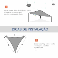 Outsunny Vela de Sombra Triangular 5x5x5 m Toldo Vela de Poliéster com Proteção UV Aneis em Forma de D e Cordas para Jardim Pátio Piscina Cinza(m-6)