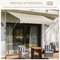 Outsunny Toldo Manual Retrátil para Exterior 400x120x170-280cm Toldo Enrolável Altura Ajustável com Manivela Proteção Solar para Terraço Balcão Jardim Marrom Claro(m-8)