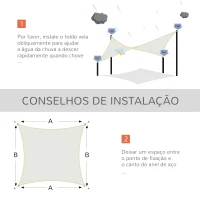 Outsunny Vela de Sombra Quadrado 3x3 m Toldo Vela de Poliéster com Proteção UV Aneis em Forma de D e Cordas para Jardim Pátio Piscina Creme(m-6)