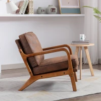 Fauteuil de Relaxation Style Moderne, Structure en Bois, Pour Salon et Chambre à Coucher, Café(m-5)