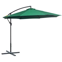 Outsunny Chapéu de Sol de Jardim Inclinável Chapéu de Sol Excêntrico a Manivela Φ300x260cm Verde(m-10)