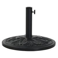 Outsunny Base para Chapéu de Sol Redondo de HDPE e Cimento para Mastros Ø35/38/48 mm Peso 13 kg Ø48x34 cm Preto(m-1)