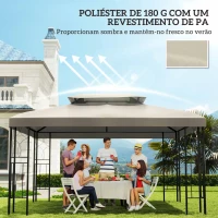 Outsunny Toldo de Substituição 4x3m para Pérgola de Jardim 2 Níveis Respirável com 10 Orifícios de Drenagem Cobertura de Substituição de Pérgola Exterior Creme(m-7)