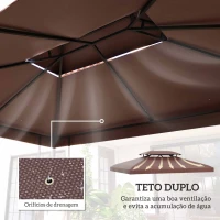 Outsunny Toldo de Substituição 4x3m para Pérgola de Jardim 2 Níveis Respirável com 10 Orifícios de Drenagem Cobertura de Substituição de Pérgola Exterior Marrom(m-5)