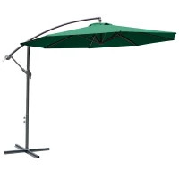 Outsunny Chapéu de Sol de Jardim Inclinável Chapéu de Sol Excêntrico a Manivela Φ300x260cm Verde(m-1)