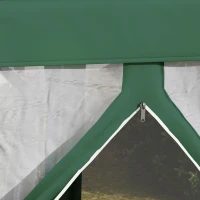 Outsunny Gazebo 4x4 m da Giardino Esagonale con Pareti in Rete, 2 Porte e Gambe Regolabili, Gazebo in Metallo e Poliestere con Picchetti e Funi, Verde(m-9)