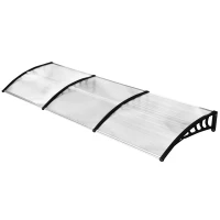 Outsunny Marquise de proteção solar e chuva para portas e janelas de policarbonato de 5mm 295x90x25 cm Transparente(m-10)