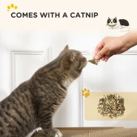 PawHut 2 in 1 TV Shape Cat Scratching Board House with Catnip, for Indoor Cats, Brown(m-7)